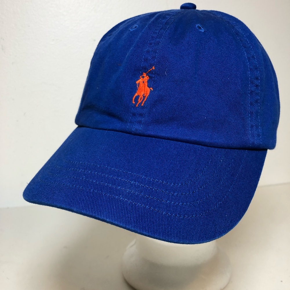 Polo Ralph Lauren Cap Hat Blue Orange Pony